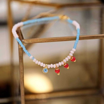 Boho Blue Anklet with tiny evil eye Boho Blue Anklet with tiny evil eye