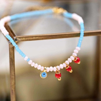 Boho Blue Anklet with tiny evil eye Boho Blue Anklet with tiny evil eye