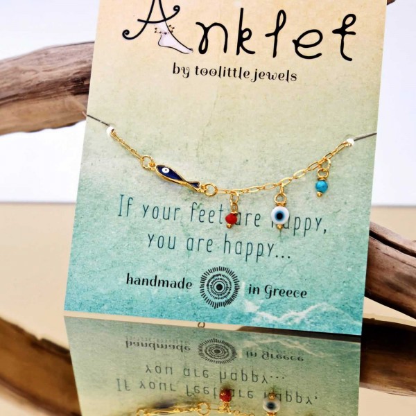 Anklet with beads Anklet in 24K gold-plating with beads