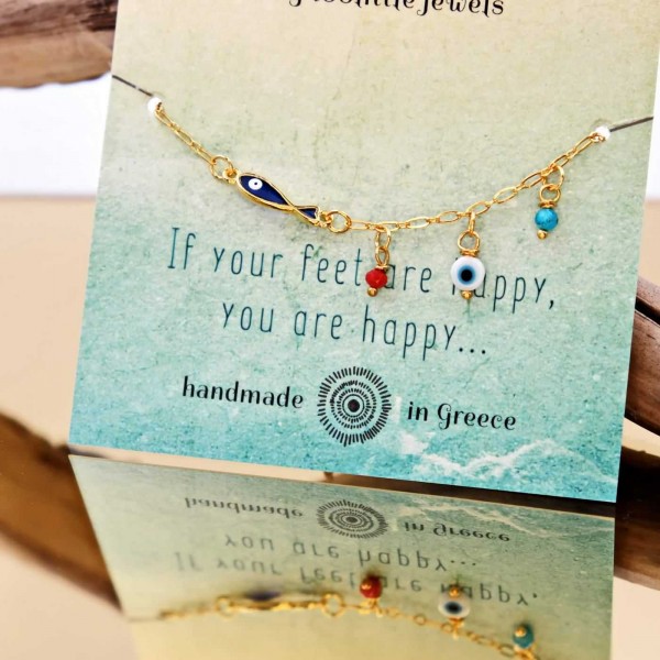 Anklet with beads Anklet in 24K gold-plating with beads