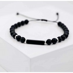 Ανδρικό βραχιόλι με ημιπολύτιμες πέτρες Ανδρικό βραχιόλι με ημιπολύτιμες πέτρες και επάργυρα μεταλλικά στοιχεία