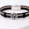 Men's bracelet of genuine leather Leather men's bracelet with metallic silver-plated parts