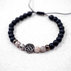 Ανδρικό Βραχιόλι Precious Stones Ανδρικό βραχιόλι με ημιπολύτιμες πέτρες και gunmetal μεταλλικά στοιχεία