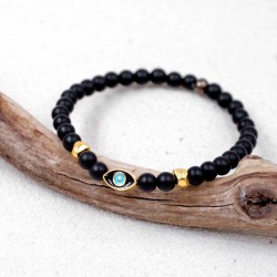 Βραχιόλι Unisex Precious Stones Bραχιόλι unisex με ημιπολύτιμες πέτρες και επίχρυσα μεταλλικά στοιχεία