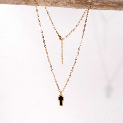 Κολιέ αλυσίδα Unisex με επίχρυσο σταυρό Κολιέ Unisex με αλυσίδα από ανοξείδωτο ατσάλι και επίχρυσο σταυρό