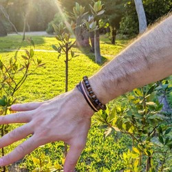 Δερμάτινο ανδρικό βραχιόλι με κούμπωμα από ανοξείδωτο ατσάλι