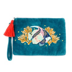 Τσαντάκι Φάκελος Coral Fish Τσαντάκι clutch Coral από μαλακό βελούδο κεντημένο με χάντρες και πούλιες
