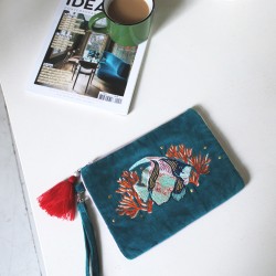 Τσαντάκι Φάκελος Coral Fish Τσαντάκι clutch Coral από μαλακό βελούδο κεντημένο με χάντρες και πούλιες