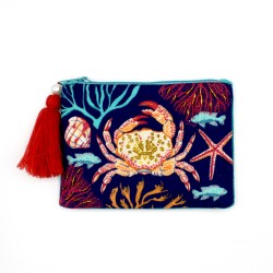 Πορτοφόλι Coral Crab Πορτοφόλι Coral Crab από βελούδο κεντημένο με χάντρες και πούλιες