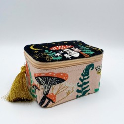 Forage Black Trinket Box Διακοσμητικό κουτί από μαλακό βελούδο κεντημένο με νυχτερινό σκηνικό με χάντρες και πούλιες