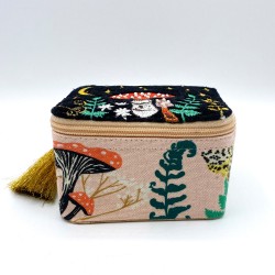 Forage Black Trinket Box Διακοσμητικό κουτί από μαλακό βελούδο κεντημένο με νυχτερινό σκηνικό με χάντρες και πούλιες