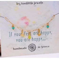 Αλυσίδα ποδιού από ανοξείδωτο ατσάλι με επίχρυσα στοιχεία και σμάλτο