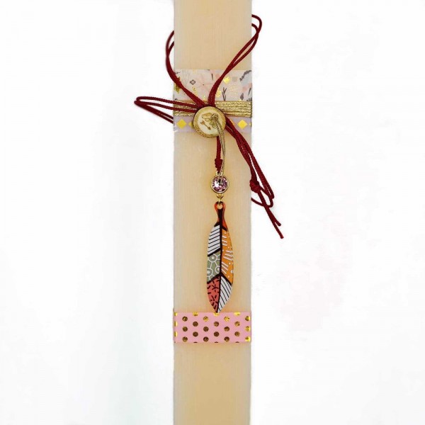 Easter candle for women with Feather necklace - Wholesale Women's Easter scented candle with feather necklace and crystal stone