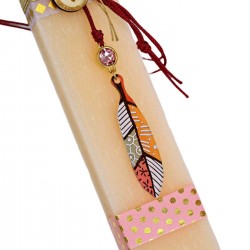 Easter candle for women with Feather necklace - Wholesale Women's Easter scented candle with feather necklace and crystal stone