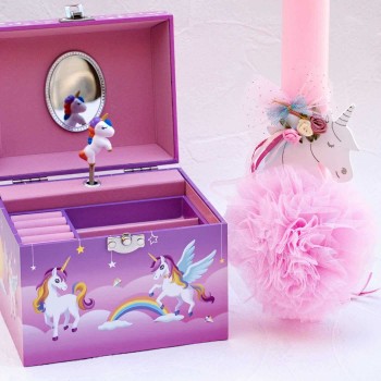 Unicorn Jewelry Box & Easter Candle 