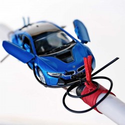 Λαμπάδα αυτοκίνητο Μπλε Flying BMW για αγόρια - Χονδρική Λαμπάδα με μεταλλικό αγωνιστικό αυτοκινητάκι δεμένο με σουέντ και κορδόνια