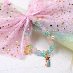Λαμπάδα βραχιόλι Rainbow Star για κορίτσια - Χονδρική Κοριτσίστικη λαμπάδα με βραχιόλι ουράνιο τόξο από χάντρες, τούλι και κορδέλες