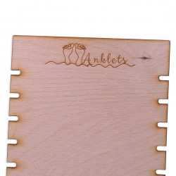 Wooden display with Toolittle logo for anklets Wooden display with Toolittle logo for anklets