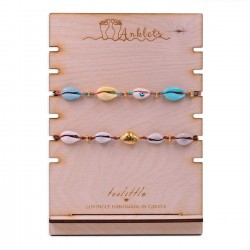 Wooden display with Toolittle logo for anklets Wooden display with Toolittle logo for anklets