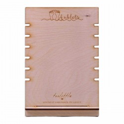 Wooden display with Toolittle logo for anklets Wooden display with Toolittle logo for anklets
