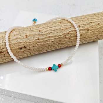 Αλυσίδα ποδιού Howlite Crystal Αλυσίδα ποδιού Howlite Crystal