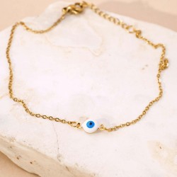 Anklet made of stainless steel chain Anklet made of stainless steel chain with evil eye