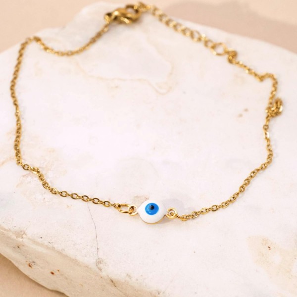 Anklet made of stainless steel chain Anklet made of stainless steel chain with evil eye