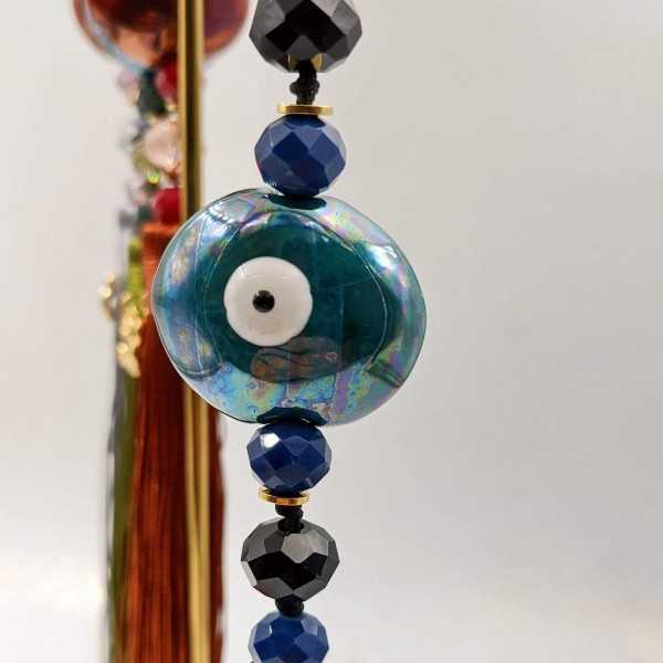 Set of 6 lucky charms 2023 with ceramic evil eye, crystals and tassel Set of 6 lucky charms 2023 with ceramic evil eye, crystals and tassel