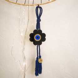 Handmade hanging lucky charm 2024 with Four-Leaf clover made of plexiglass and cords Handmade hanging lucky charm 2024 with four-leaf clover made of plexiglass and cords