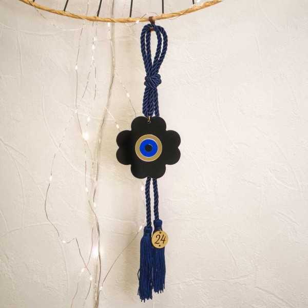 Handmade hanging lucky charm 2024 with Four-Leaf clover made of plexiglass and cords Handmade hanging lucky charm 2024 with four-leaf clover made of plexiglass and cords