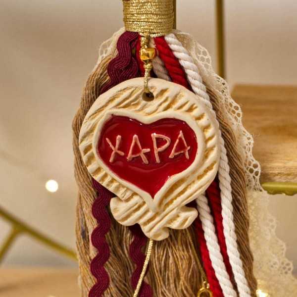 Χειροποίητο κρεμαστό γούρι 2024 με κεραμικό ρόδι και επίχρυσα στοιχεία Χειροποίητο κρεμαστό γούρι 2024 με κεραμικό ρόδι και επίχρυσα στοιχεία