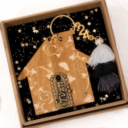 Handmade lucky charm 2025 with metallic part in a gift box