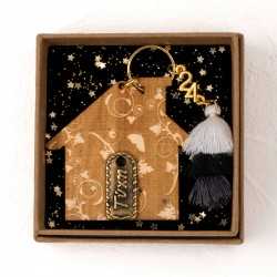 Handmade lucky charm 2025 with metallic part in a gift box