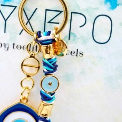 Μπρελόκ Γούρι 2025 Μάτι Χειροποίητο μπρελόκ γούρι 2025 με μάτι από σμάλτο και επίχρυσα μεταλλικά στοιχεία