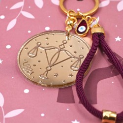Taurus Libra Keychain made of plexiglass Handmade Libra Sign key-chain made of plexiglass with gold-plated parts and enamel