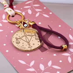 Taurus Libra Keychain made of plexiglass Handmade Libra Sign key-chain made of plexiglass with gold-plated parts and enamel