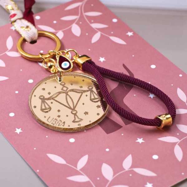 Taurus Libra Keychain made of plexiglass Handmade Libra Sign key-chain made of plexiglass with gold-plated parts and enamel