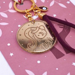 Aquarius Sign Keychain made of plexiglass Handmade Aquarius Sign key-chain made of plexiglass with gold-plated parts and enamel