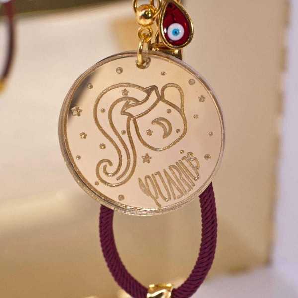 Aquarius Sign Keychain made of plexiglass Handmade Aquarius Sign key-chain made of plexiglass with gold-plated parts and enamel