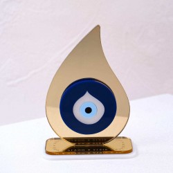 Χειροποίητο Γούρι χρυσή Σταγόνα με Μάτι Χειροποίητο επιτραπέζιο γούρι ρόδι από πλέξιγκλας με εφέ καθρέφτη