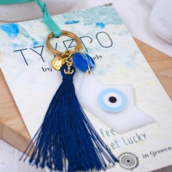 Key-chain with plexiglass little boat and evil eye Handmade key-chain with plexiglass little boat and evil eye