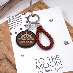 Sail Dream Men's Keychain Handmade men's key-chain made of braided leather, plexiglass and silver-plated parts