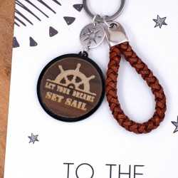 Sail Dream Men's Keychain Handmade men's key-chain made of braided leather, plexiglass and silver-plated parts
