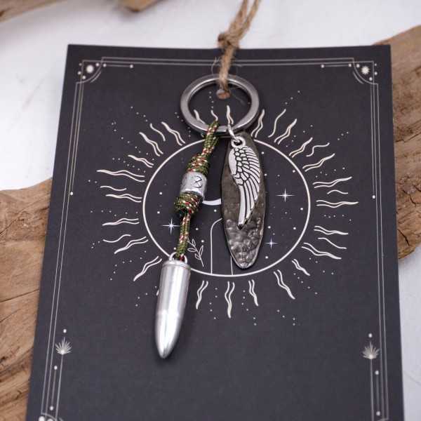 Bullet Men's Keychain Handmade men's key-chain made of cord and silver-plated parts