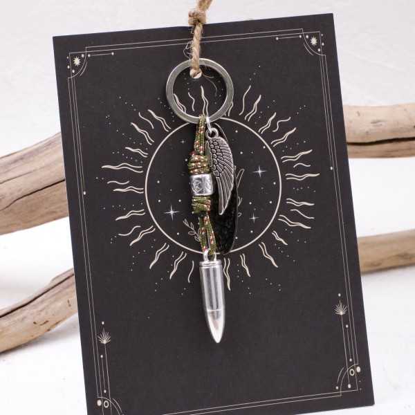 Bullet Men's Keychain Handmade men's key-chain made of cord and silver-plated parts