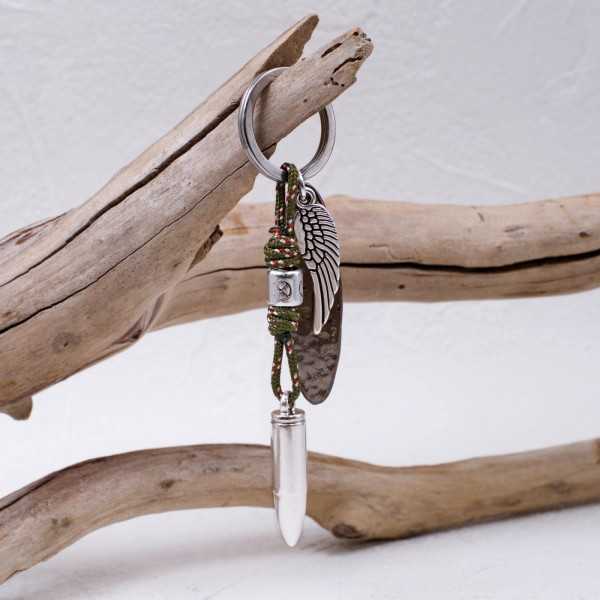 Bullet Men's Keychain Handmade men's key-chain made of cord and silver-plated parts