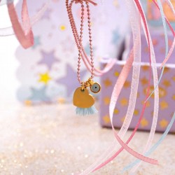 Kids Necklace with Heart pendant in a Bottle Handmade short necklace with 24K gold-plated parts in a bottle