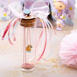Kids Necklace with Heart pendant in a Bottle Handmade short necklace with 24K gold-plated parts in a bottle