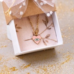 Handmade kids necklace made of stainless steel with enamelled heart