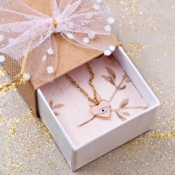 Handmade kids necklace made of stainless steel with enamelled heart